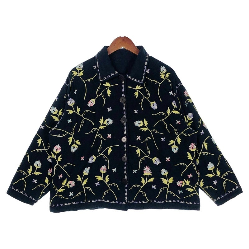 used コード刺繍テーラードジャケット ブラックレース 春服 上着 古着 古着 花柄 羽織 ジャケット | Flamingo Online 古着屋フラミンゴ