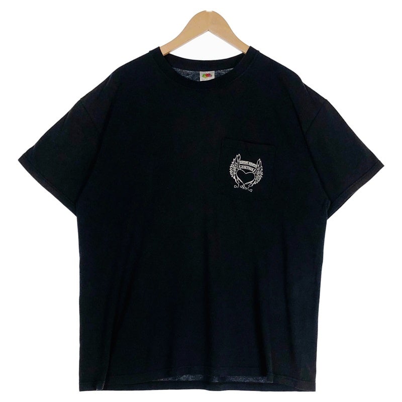8SM2 CROSS&amp;STITCH フロントプリントTシャツ　ネイビー　L 古着 LOST ロスト 半袖 Tシャツ メンズ 古着風 ヴィンテージ加工 フロント