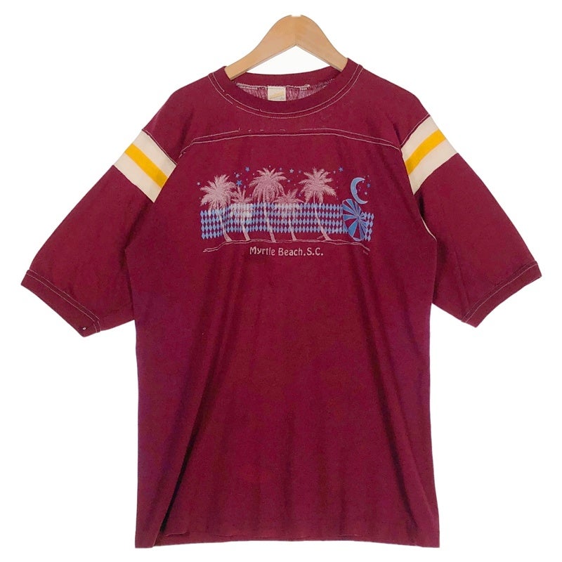 古着 80s sportswear ビーチプリント フットボールTシャツ | Flamingo