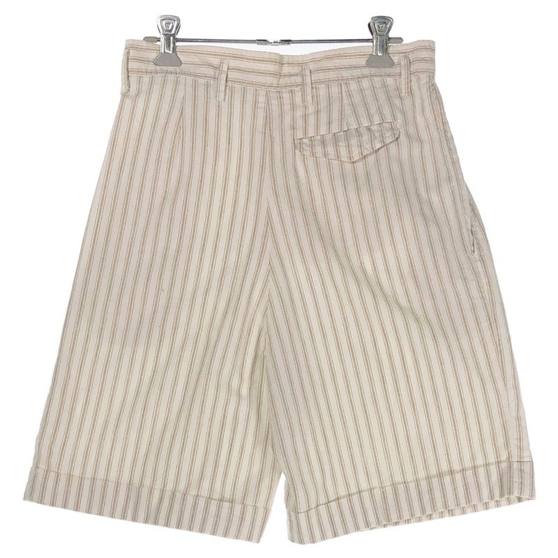 古着 ストライプ IVORY タック入り コットン ショートパンツ