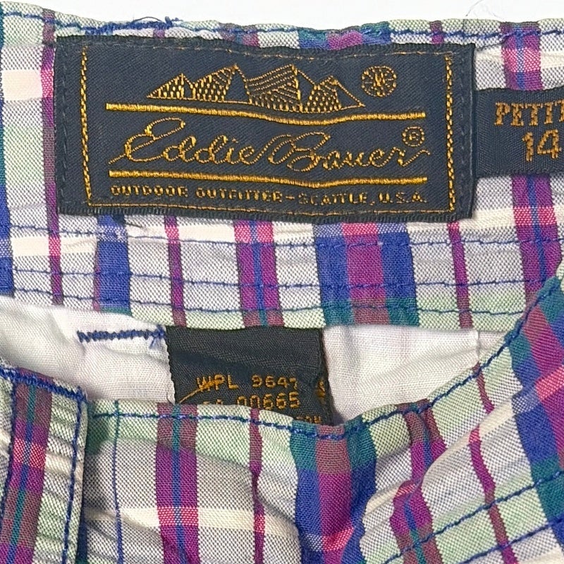 古着 90s EddieBauer 黒タグ シアサッカー チェックパンツ | Flamingo