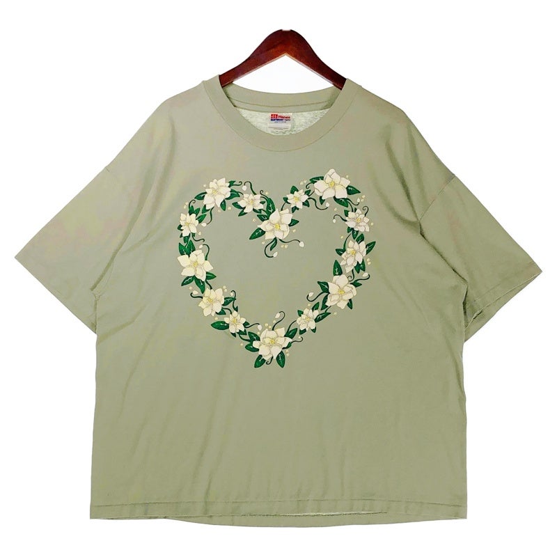 ヴィンテージ カントリー フォトフレーム フラワー ハート y2k 平成レトロ 古着 90s Hanes フラワープリントTシャツ | Flamingo Online 古着屋