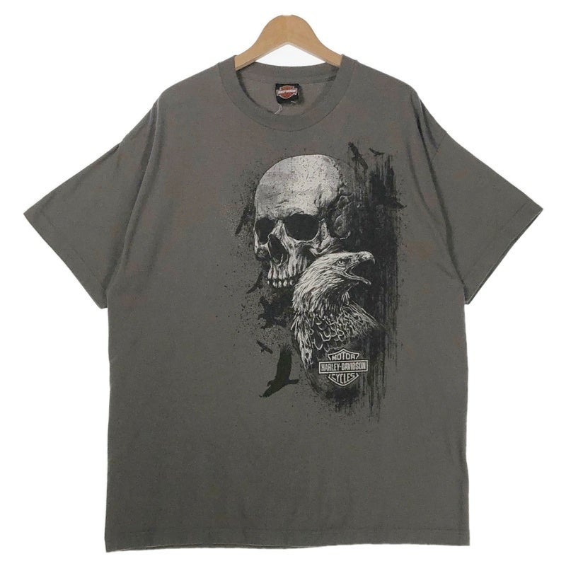 HARLEY-DAVIDSON スカル サークルロゴ バック無地 プリントTシャツ