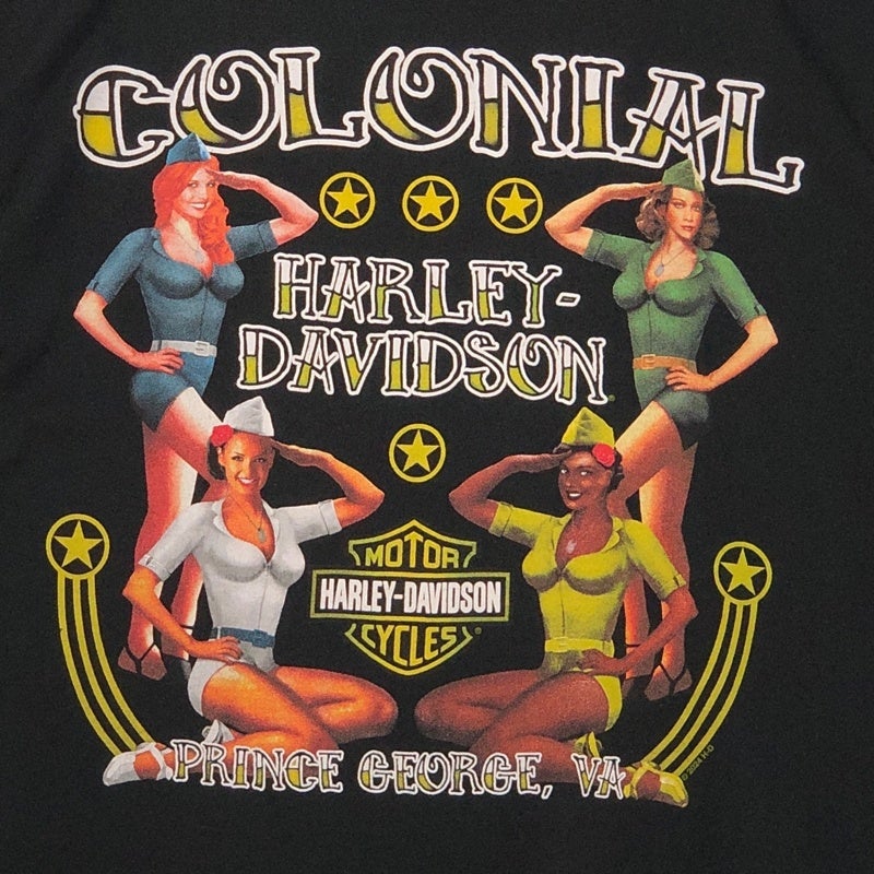 HARLEY-DAVIDSON ピンナップガール＆イーグルプリント Tシャツ