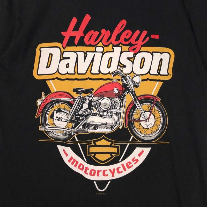 HARLEY-DAVIDSON ディーラー バイクイラスト Tシャツ | Flamingo