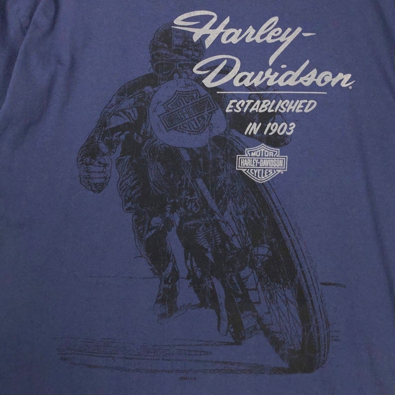 HARLEY-DAVIDSON ESTABLISHED ライダープリント ロゴ Tシャツ