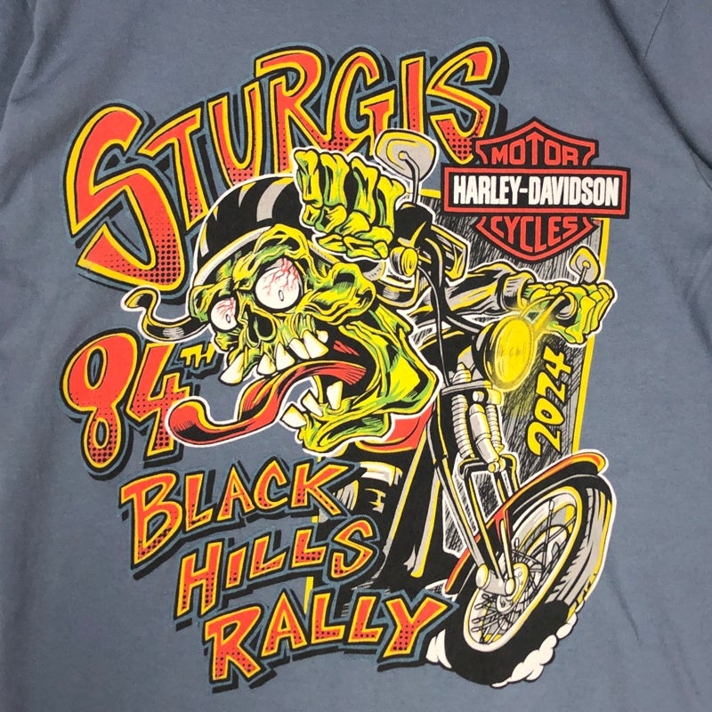 HARLEY-DAVIDSON ゾンビ風スカル コミック プリントTシャツ | Flamingo