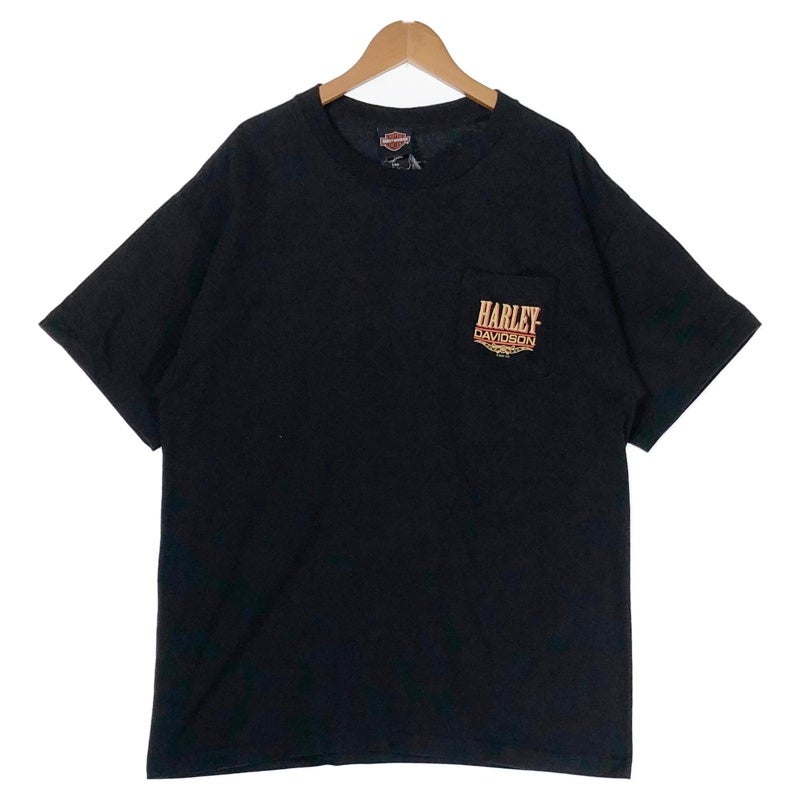 HARLEY-DAVIDSON 胸ポケット付 Vツインエンジン プリントTシャツ