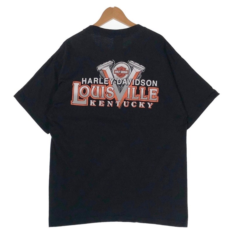 HARLEY-DAVIDSON 胸ポケット付 Vツインエンジン プリントTシャツ