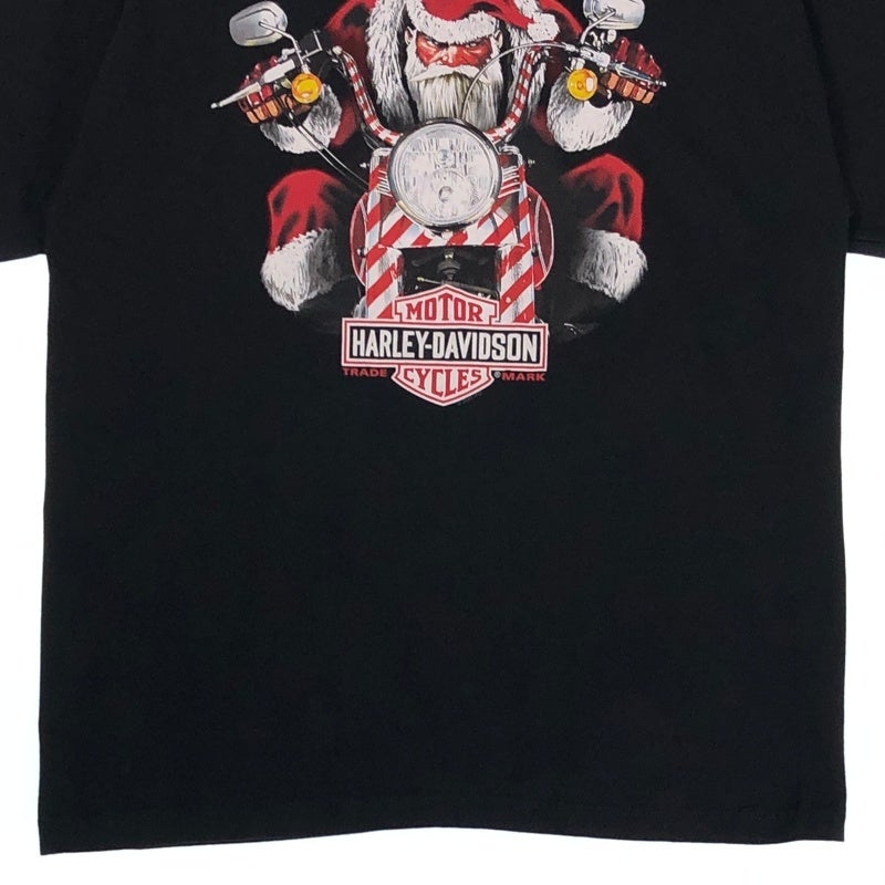 HARLEY-DAVIDSON サンタクロース バー＆シールドロゴ プリントTシャツ