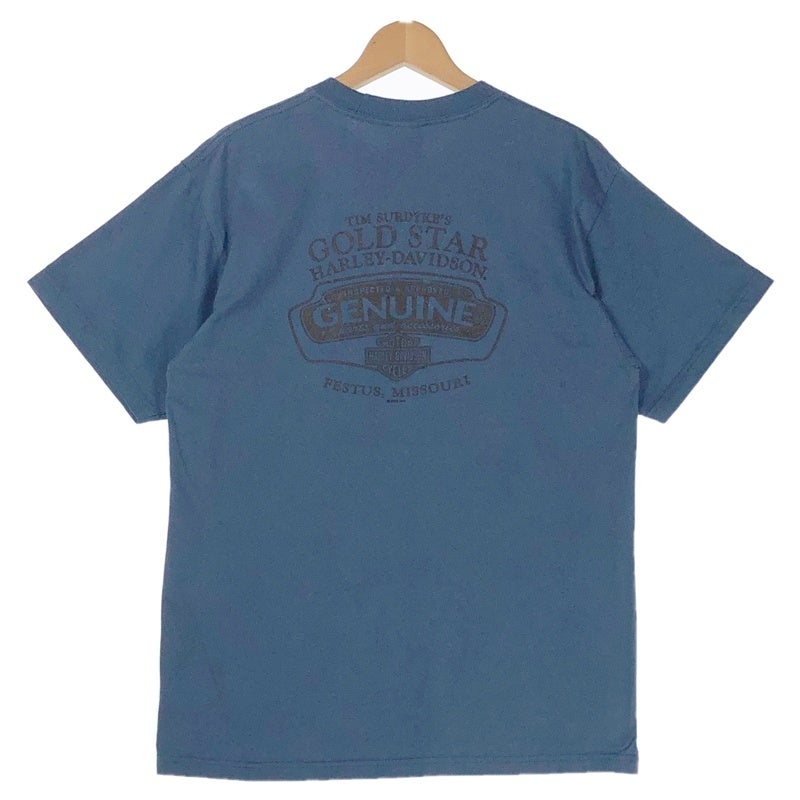 HARLEY-DAVIDSON スカル ファイヤー GOLD STAR プリントTシャツ