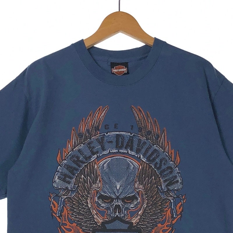 HARLEY-DAVIDSON スカル ファイヤー GOLD STAR プリントTシャツ