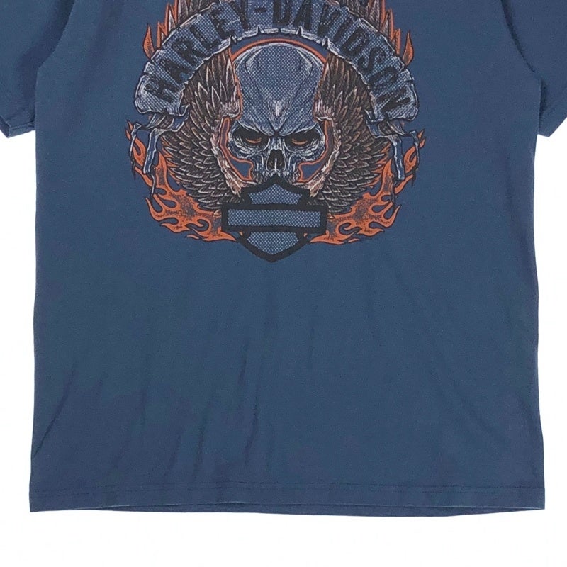 HARLEY-DAVIDSON スカル ファイヤー GOLD STAR プリントTシャツ