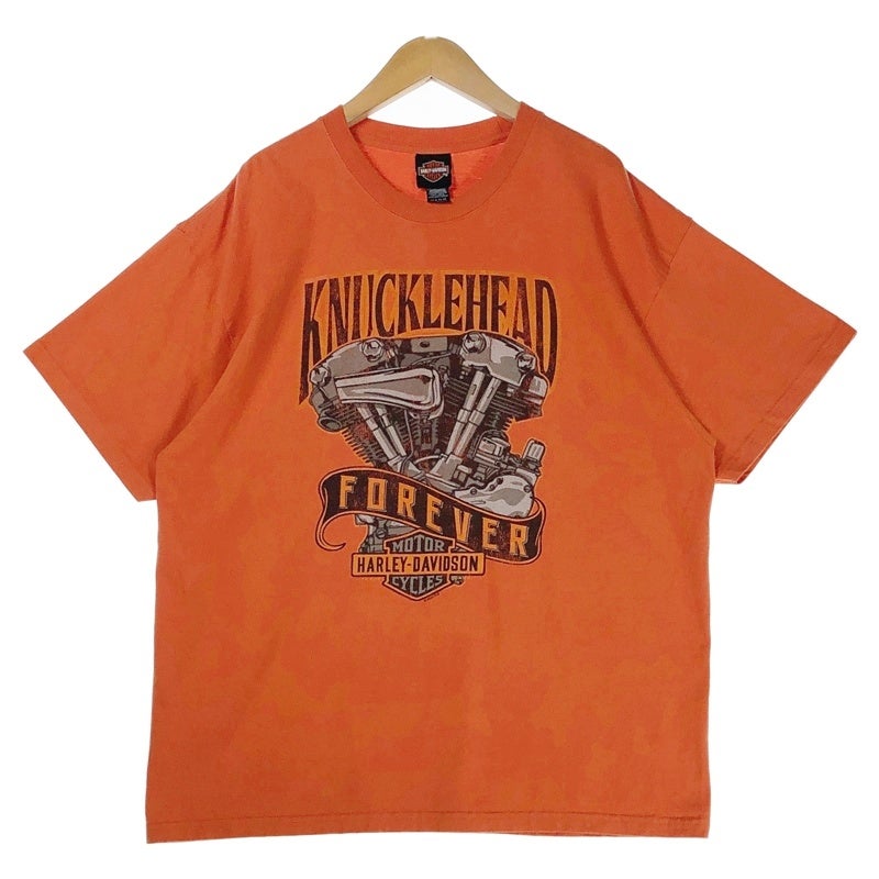 HARLEY-DAVIDSON ナックルヘッドエンジン HOUSTON プリント Tシャツ