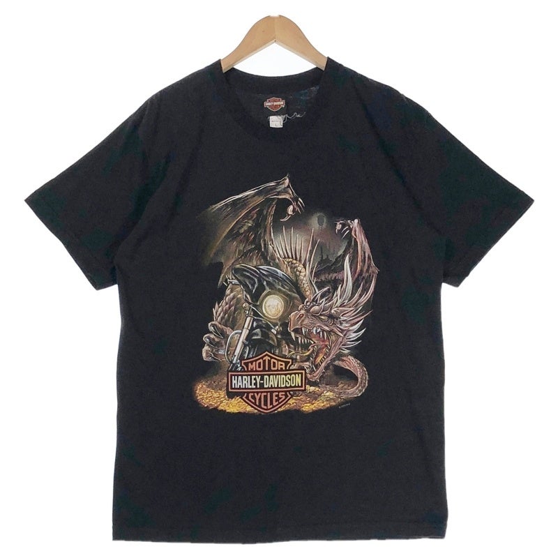 HARLEY-DAVIDSON ドラゴン グラフィック バック無地 プリントTシャツ