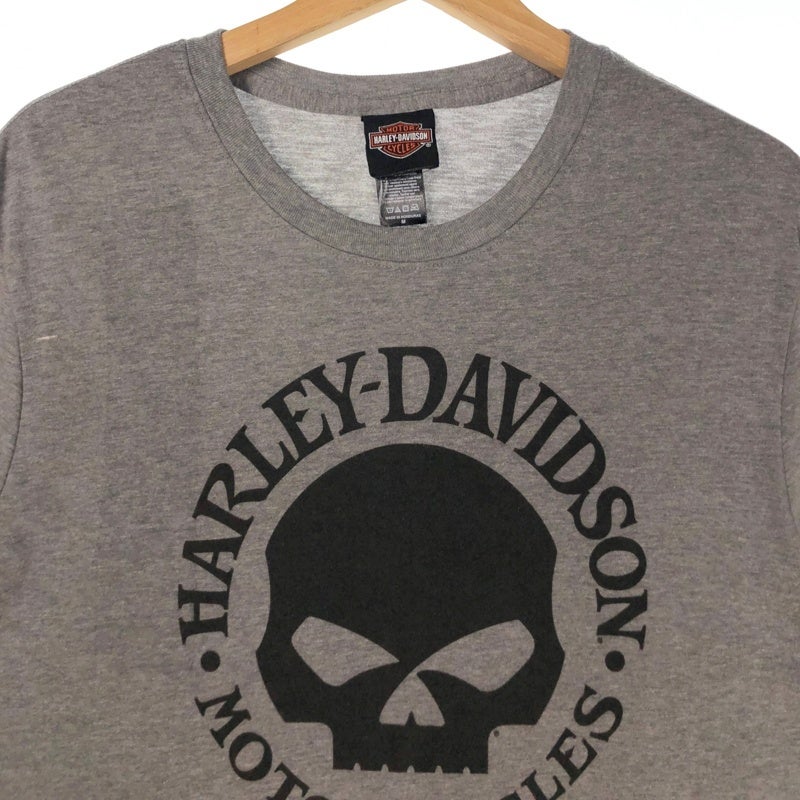 HARLEY-DAVIDSON スカル サークルロゴ バック無地 プリントTシャツ
