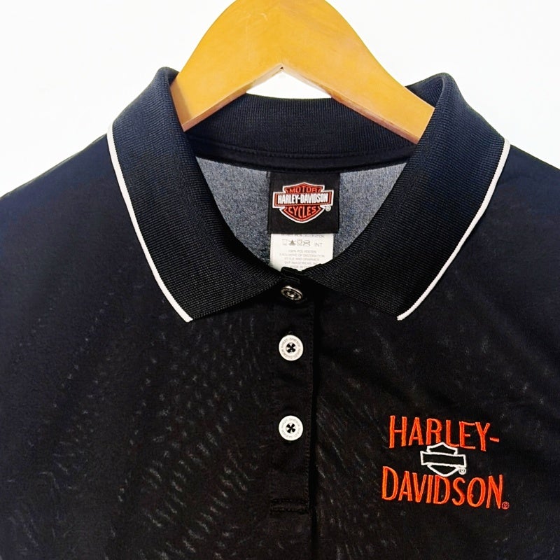 古着 HARLEY-DAVIDSON 2トーンカラー 袖ロゴ ポロシャツ | Flamingo