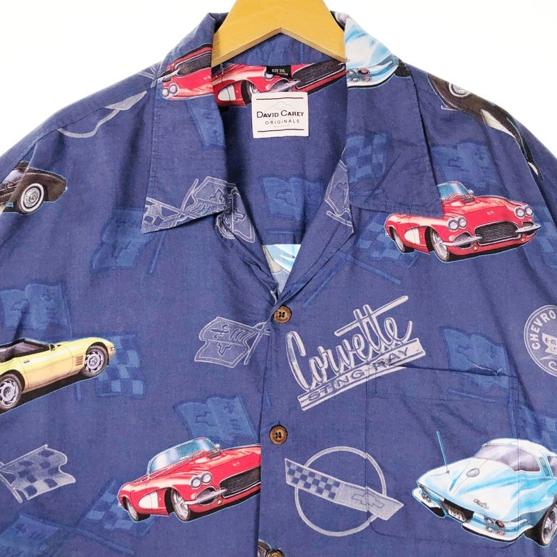 古着 DAVID CAREY オープンカラー 車モチーフ アロハシャツ | Flamingo
