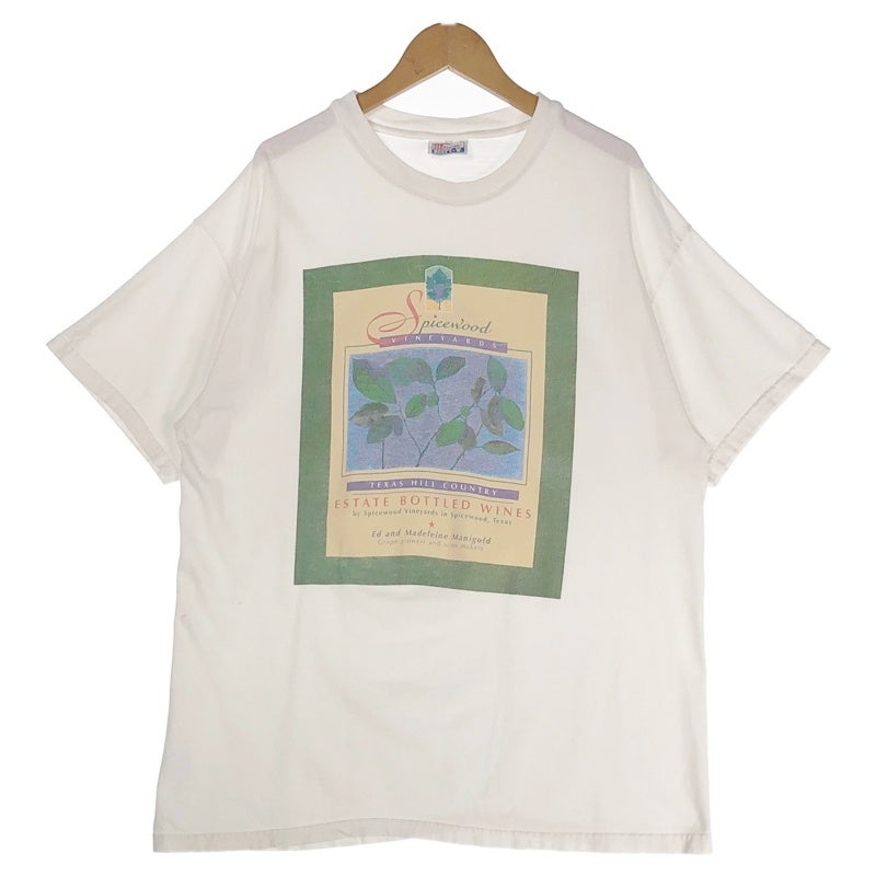 古着 Hanes BEEFY-T Spicewood ワインラベル プリントTシャツ