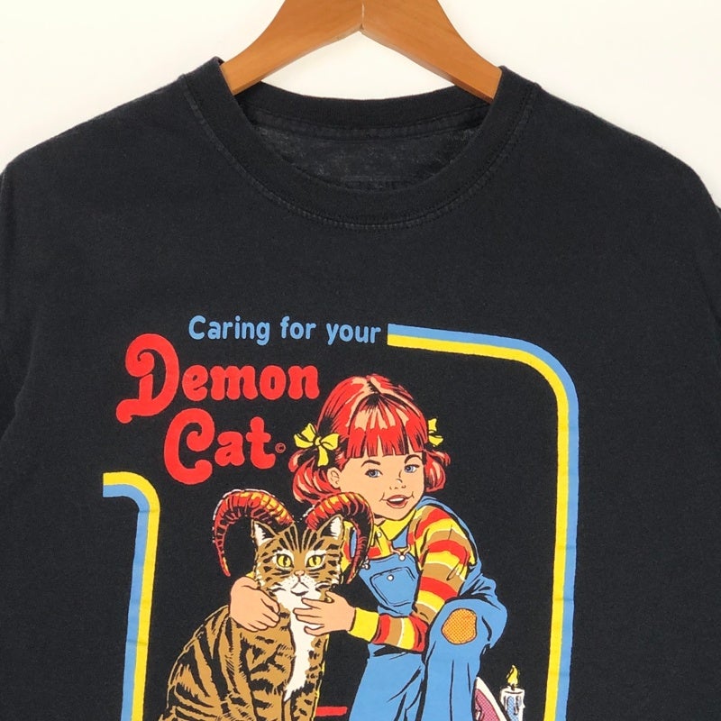 古着 Steven Rhodes DemonCat 悪魔 グラフィック プリントTシャツ
