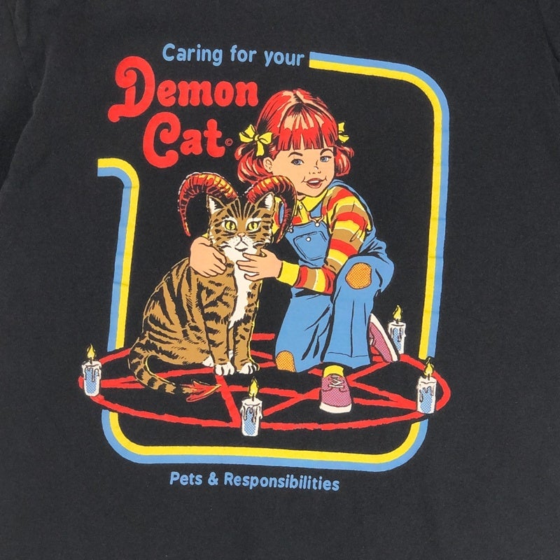 古着 Steven Rhodes DemonCat 悪魔 グラフィック プリントTシャツ