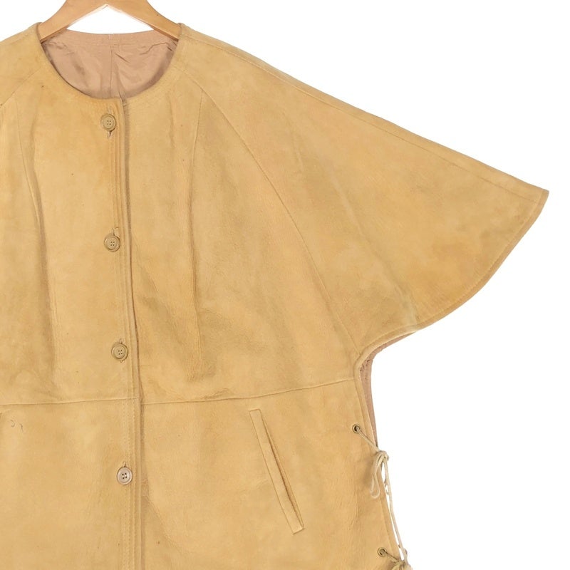 レトロ風２２サイズ　手渡のみ名古屋市中村区北区配送無料その他は有料 古着 80s 両サイドレースアップ スエード プルオーバージャケット