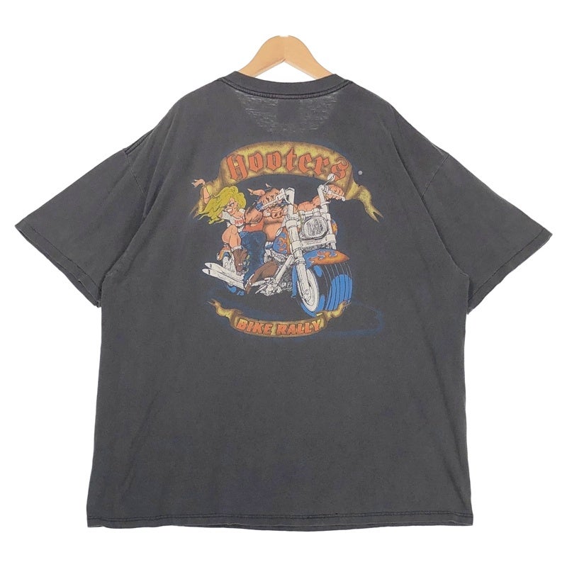 古着 90s ONEITA POWER-T Hooters バイクイベント ロゴ プリントT