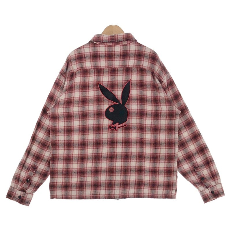 古着 PLAYBOY プラッドチェック ワッペン付 ボックスネルシャツ