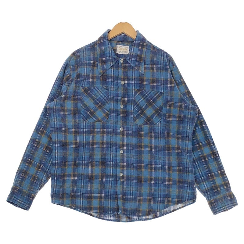 古着 70s vintage cascade 起毛風 コットン プリント フランネルシャツ