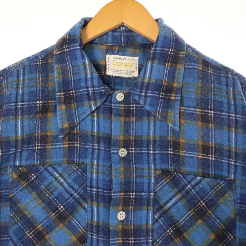 古着 70s vintage cascade 起毛風 コットン プリント フランネルシャツ