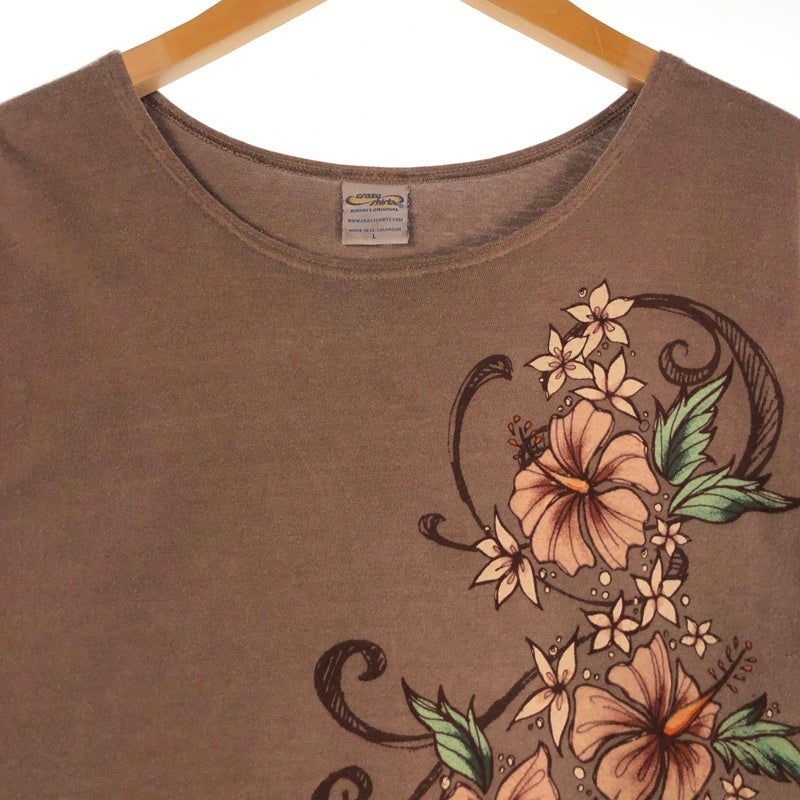 古着 crazyshirts フラワープリント ボートネック Tシャツ | Flamingo