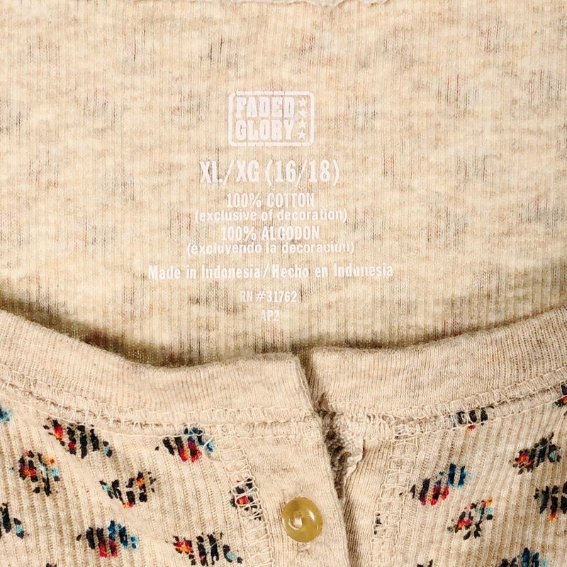 古着 FADEDGLORY 小花柄 リブ ヘンリーネックロンT | Flamingo Online