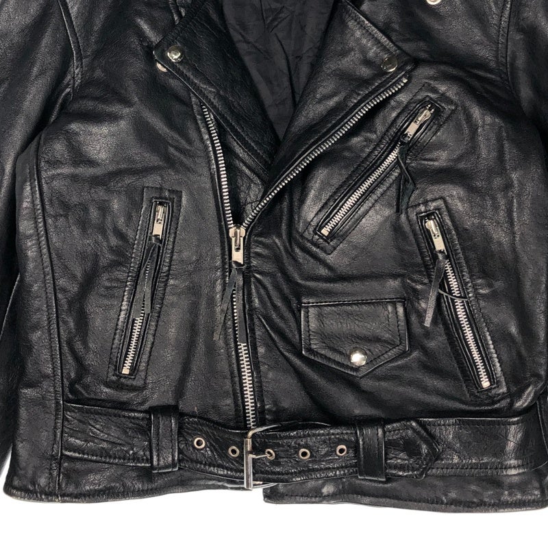 古着 DIAMOND ブラック ダブル レザー ライダースジャケット