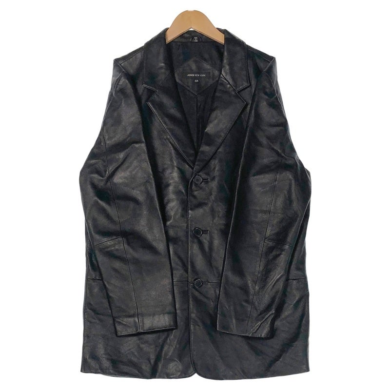古着 JONES NEW YORK ブラック レザー テーラードジャケット