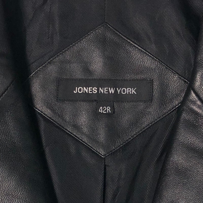 古着 JONES NEW YORK ブラック レザー テーラードジャケット