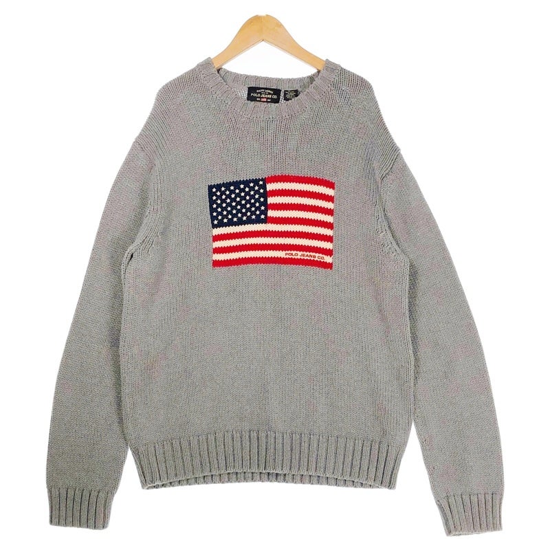 古着 Polo JEANS RL 星条旗プリント コットンニット | Flamingo Online