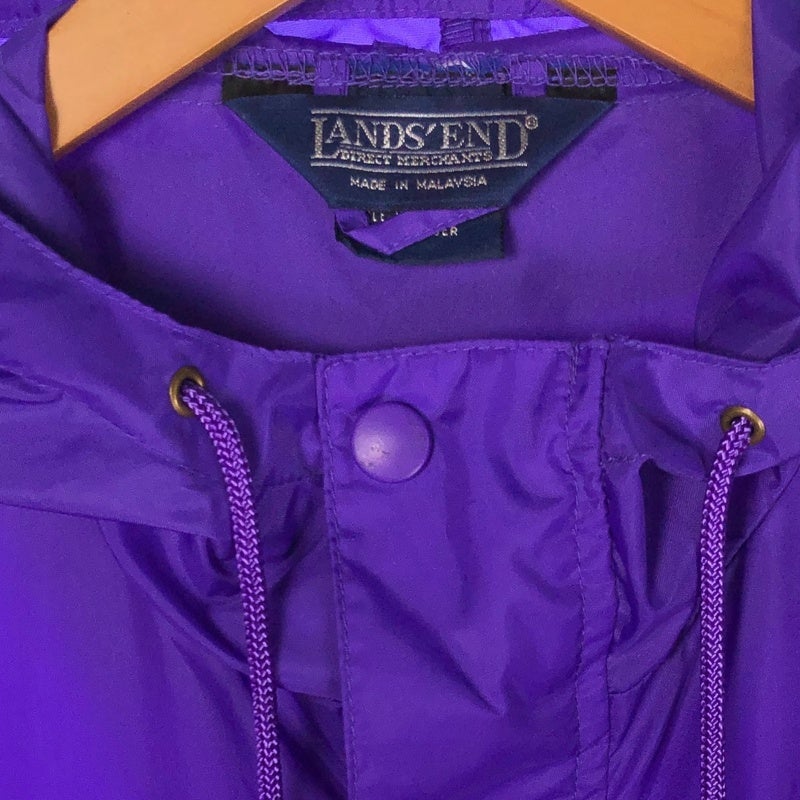 古着 90s LANDS'END バイカラー ハーフジップ ナイロン プルオーバー