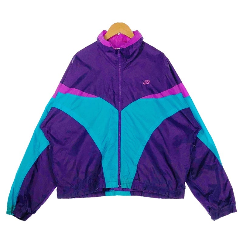 90s NIKE ナイロンジャケット ティファニーブルー Y2Kロゴ刺繍 短丈 古着 90s NIKE ロゴ ショート丈 ナイロンジャケット | Flamingo Online